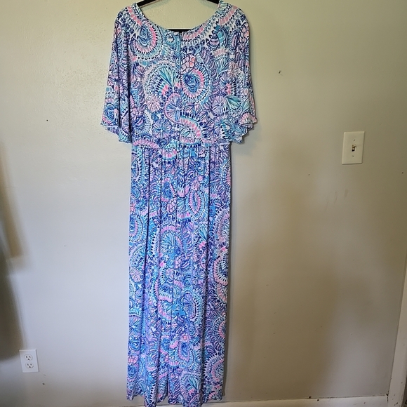 Lilly Pulitzer Minka Maxi Dress Blue Grotto Commotion In The Ocean 14 - Picture 4 of 7